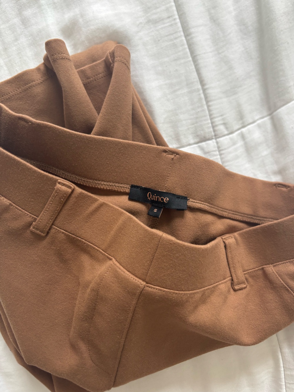 Quince Ultra-Stretch Ponte Straight Leg Pants - Roasted Pecan - Picture 6 of 6